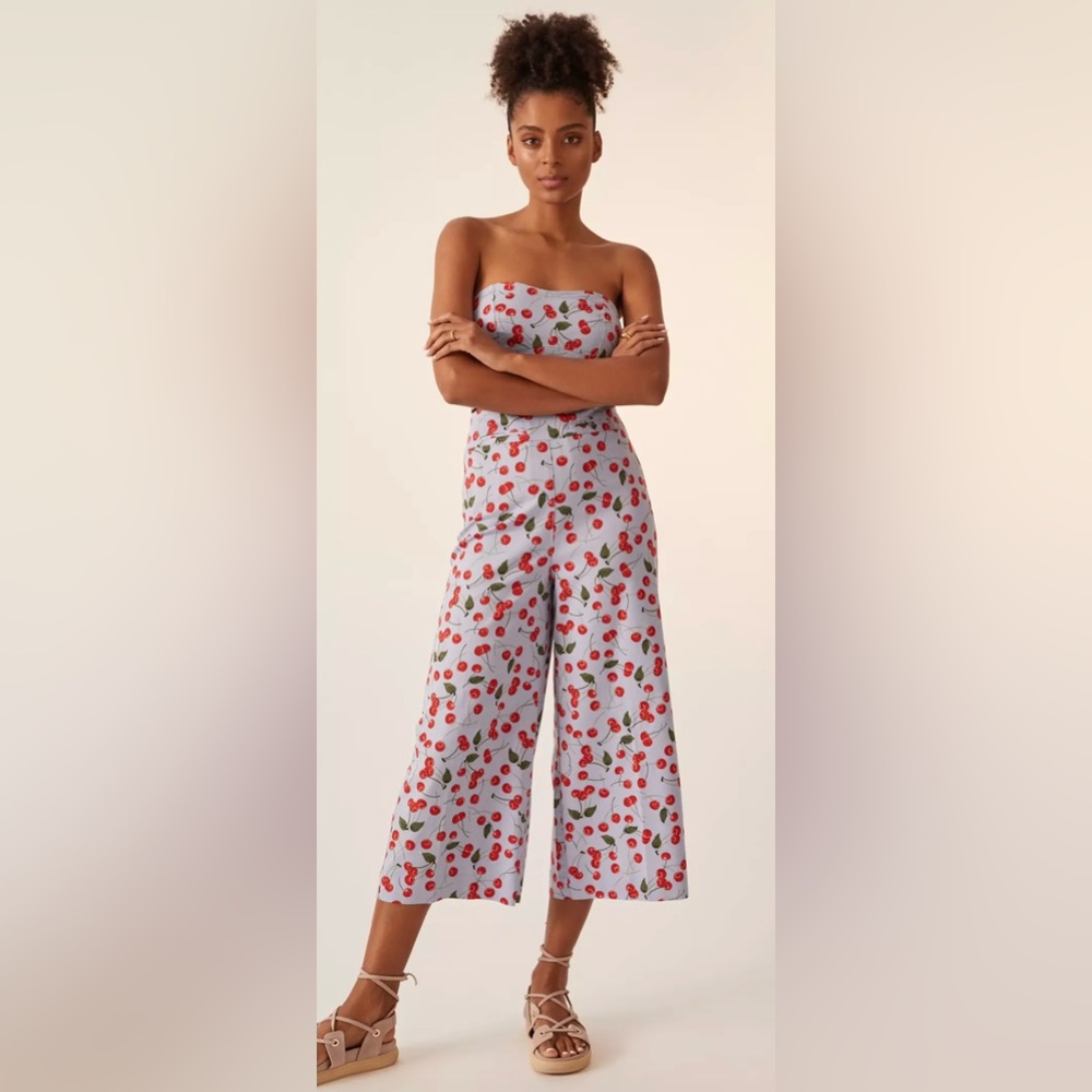 Anthropologie Maeve Wide Leg Cherry Print Pants - Size 8